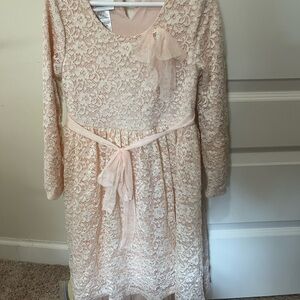 Elegant Pink Lace Girls Dress